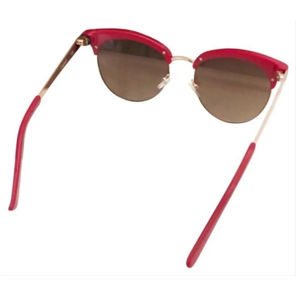 Quay RX Friendly Sunglasses Red Frames Brown Lens Semi Cat Eye Gold Trim NWT - Picture 5 of 11